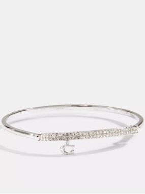 New without tag, Coach Signature Pave Bar Hinged Bangle.